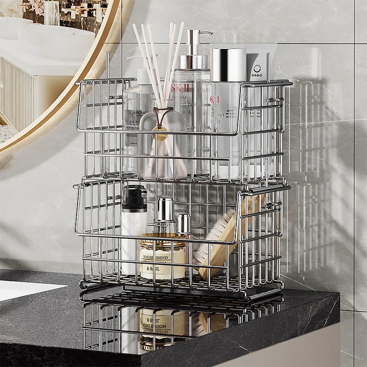 Çıkarılabilir Paslanmaz Çelik Banyo Aksesuarı Depolama Rafı