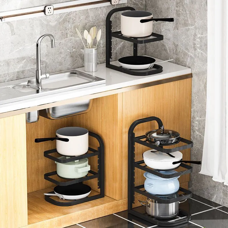 Lavabo Altı Çok Katmanlı Tencere ve Tava Depolama Rafı